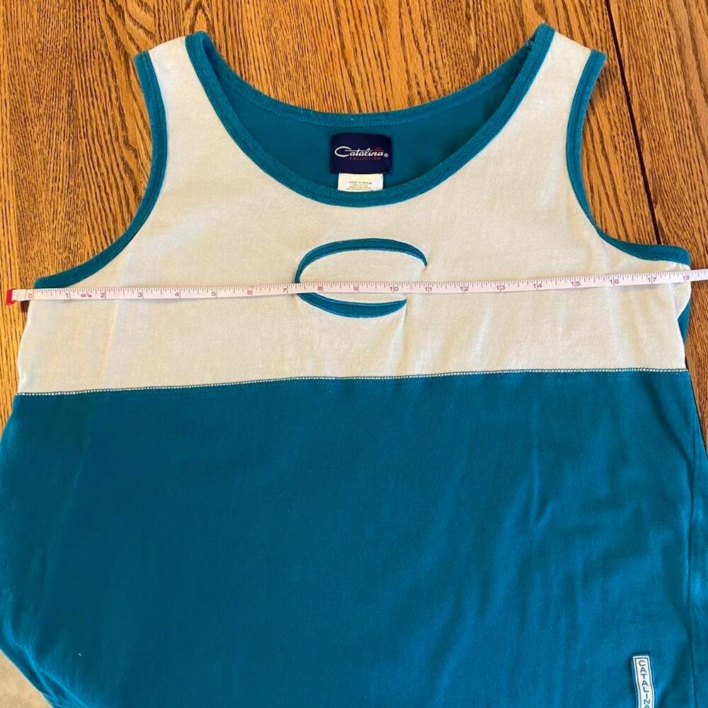 Vintage Catalina Teal and White Tank Top